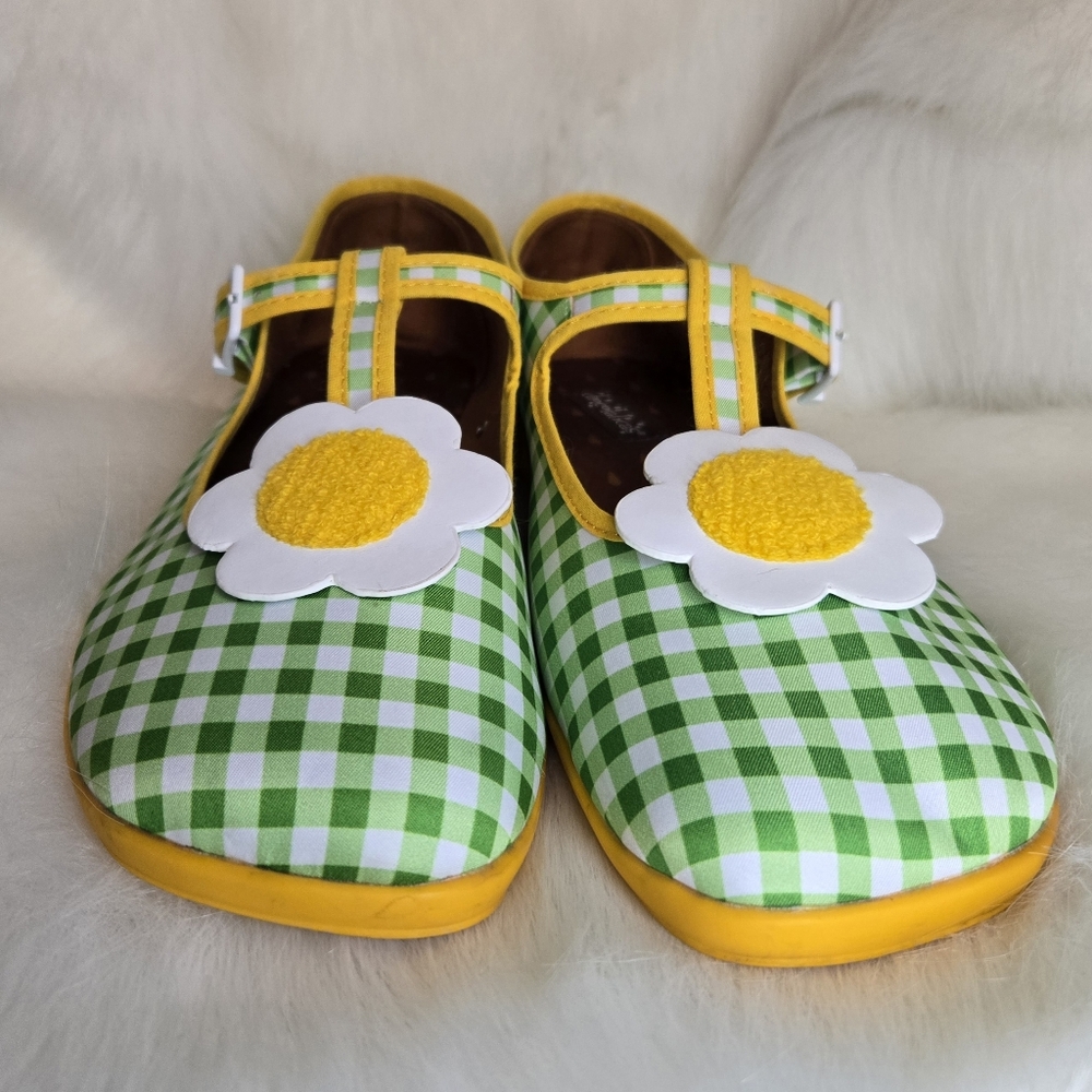 NWT Hot Chocolate Designs Kitschy Bloom Daisy Gingham Mary Jane Vegan Flats - Picture 5 of 11